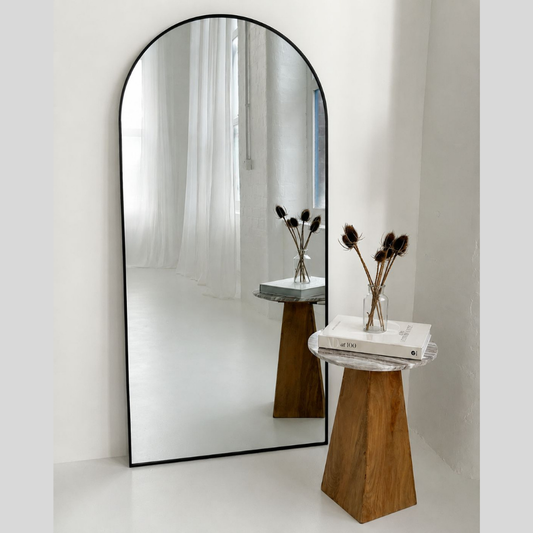 Black Trim Arched Full Length Mirror (with optional stand)