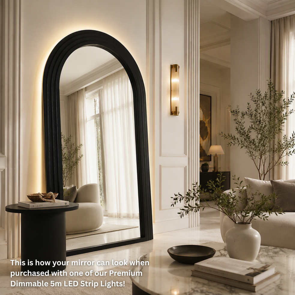 Black Stepped Arch Full Length Mirror