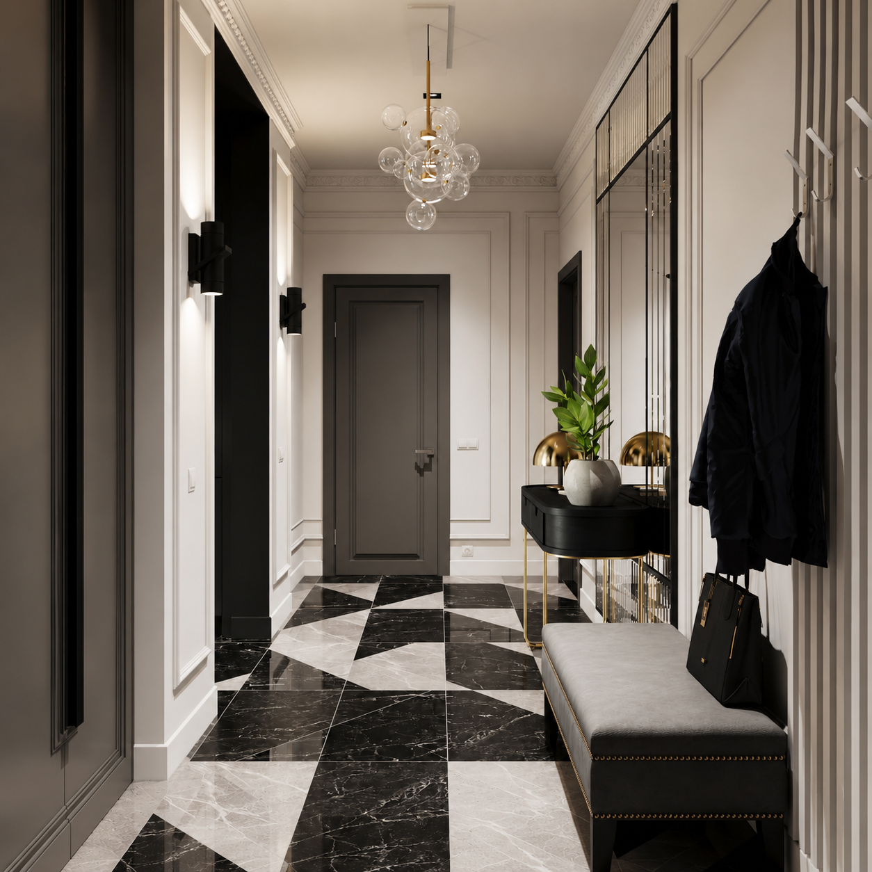 The Grandeur Large Black Framed Wall Mirror