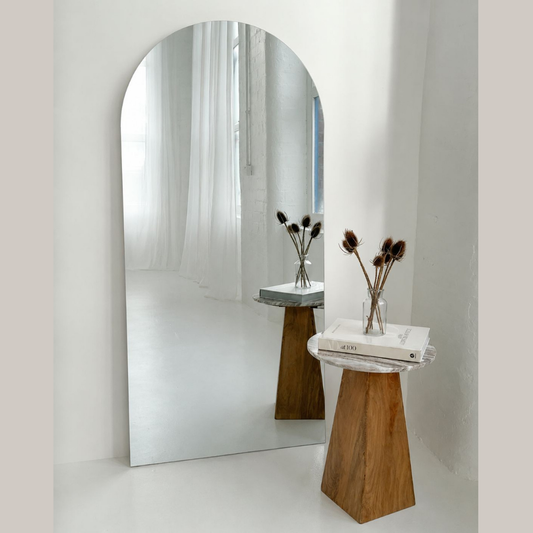 Frameless Arched Full Length Mirror (with optional stand)