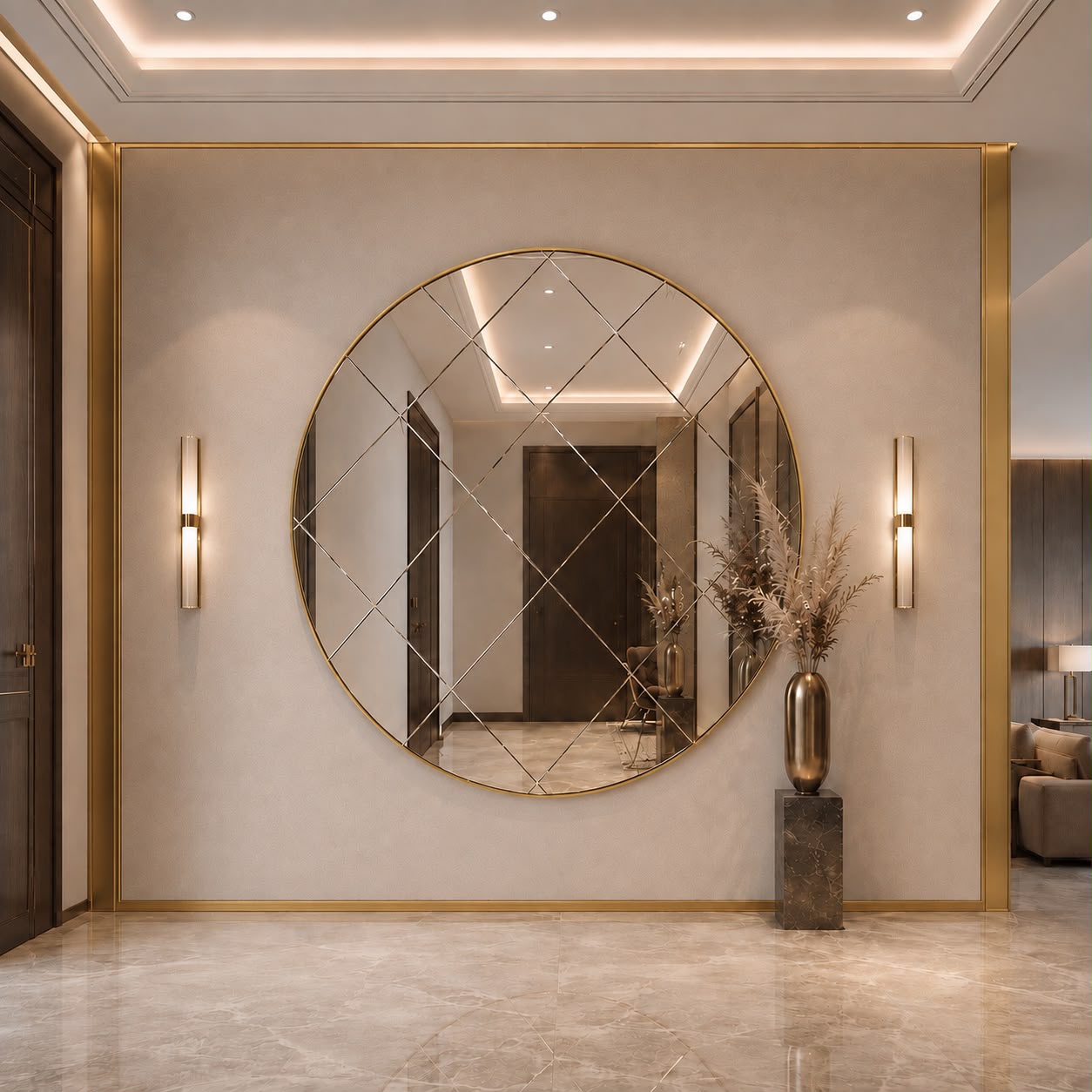 Fendi Circular Gold Frame Mirror
