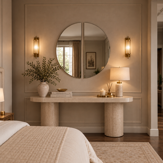 The Abstract Cut Circle 2 Panel Wall Mirror