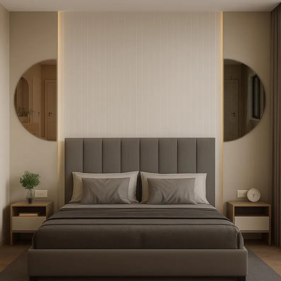 The Abstract Cut Circle 2 Panel Wall Mirror
