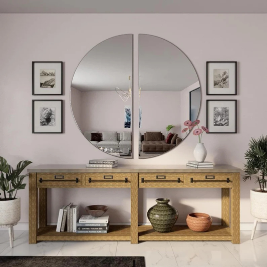 The Abstract Cut Circle 2 Panel Wall Mirror