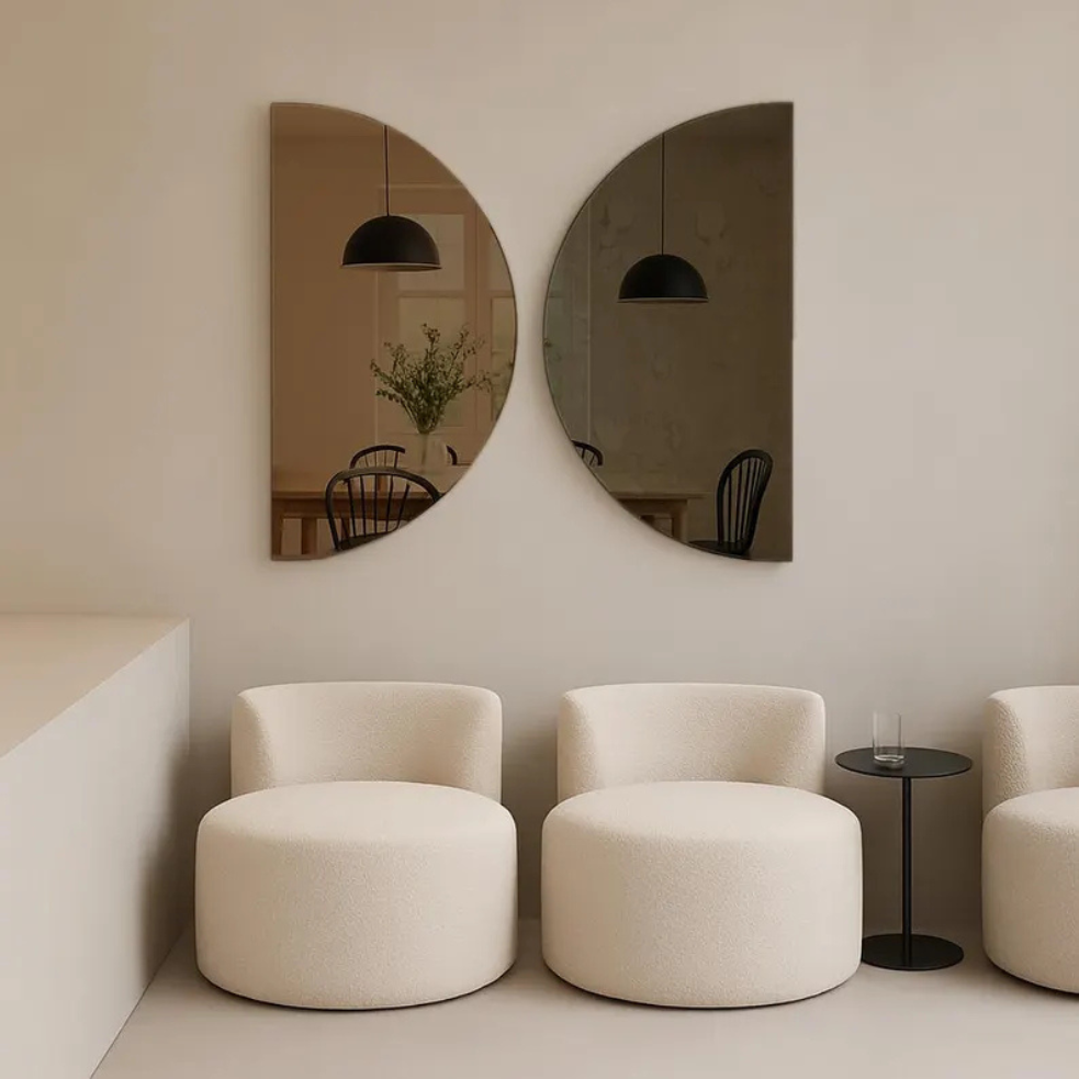 The Abstract Cut Circle 2 Panel Wall Mirror