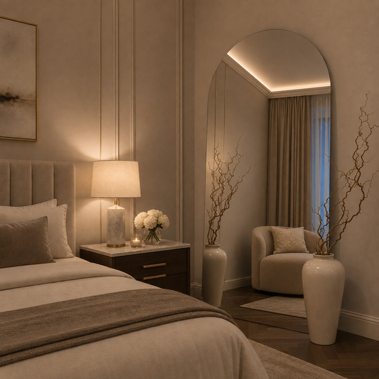 Frameless Arched Full Length Mirror (with optional stand)