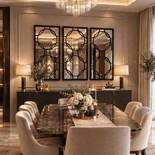 Black Orion 3 Panel Wall Mirror