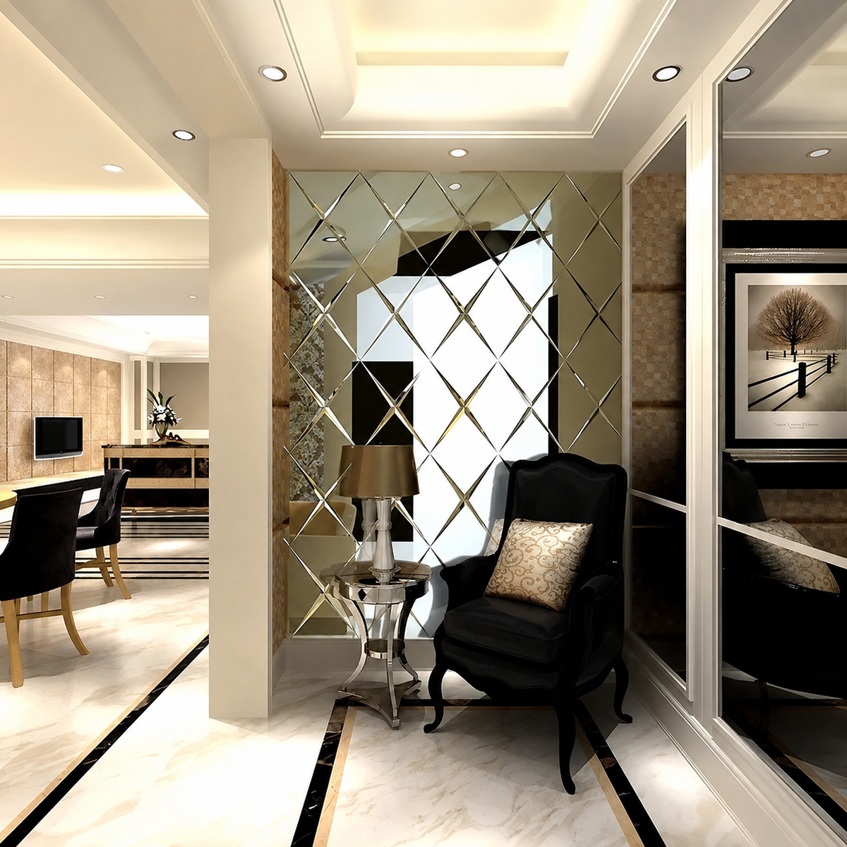Large Multi Diamond Wall Mirror