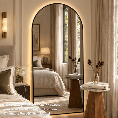 Black Trim Arched Full Length Mirror (with optional stand)