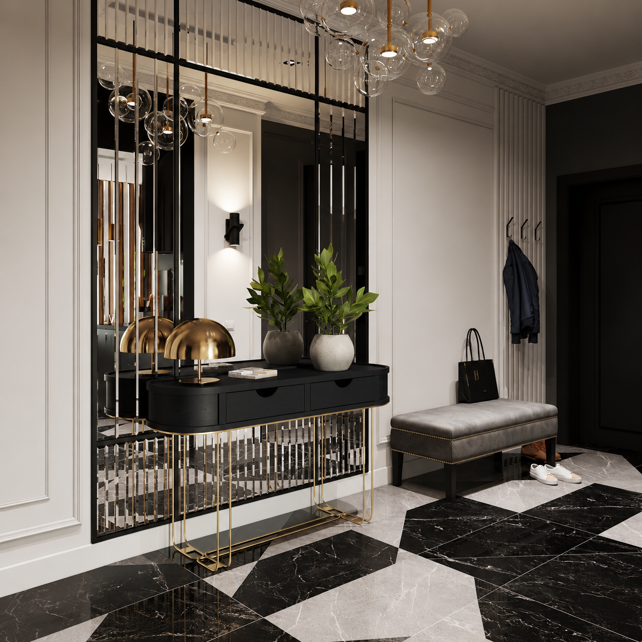 The Grandeur Large Black Framed Wall Mirror