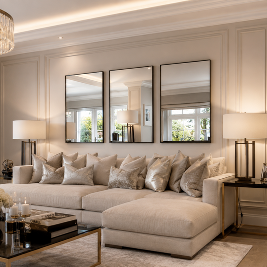 Black Framed Rectangular 3 Panel Mirrors