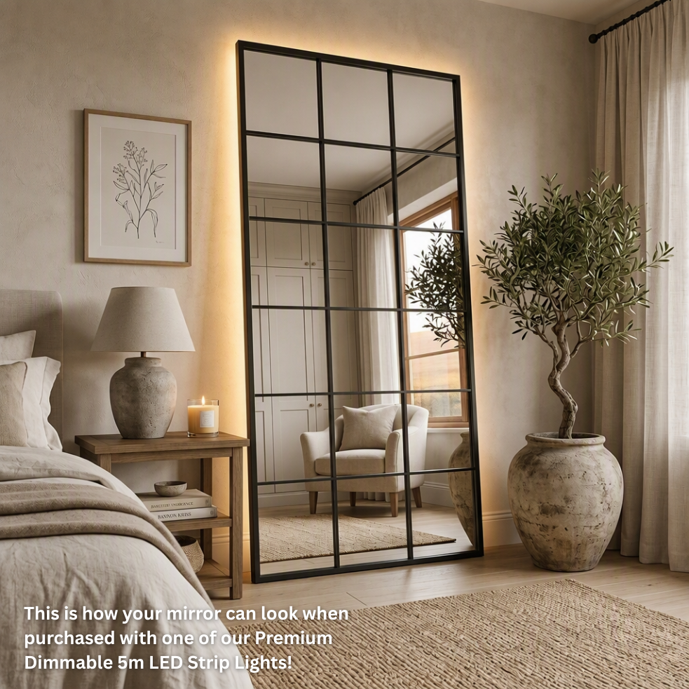 Clarence Large Black Trim Grid Mirror
