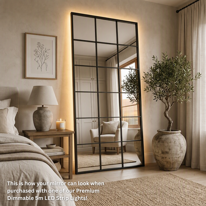 Clarence Large Black Trim Grid Mirror