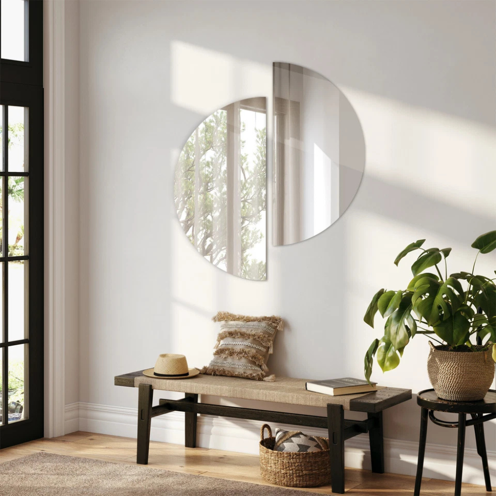 The Abstract Cut Circle 2 Panel Wall Mirror
