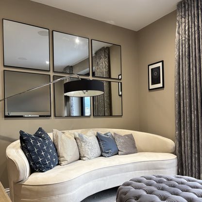 Large Black Framed 6 Panel Wall Mirror