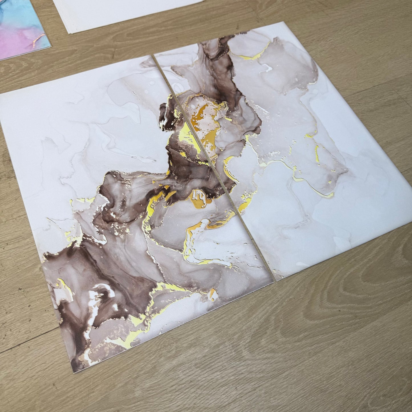 Black & Gold Marble Canvas Pair