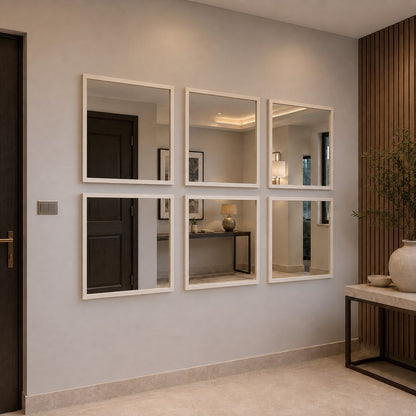 Marble Effect Framed 6 Panel Wall Mirror