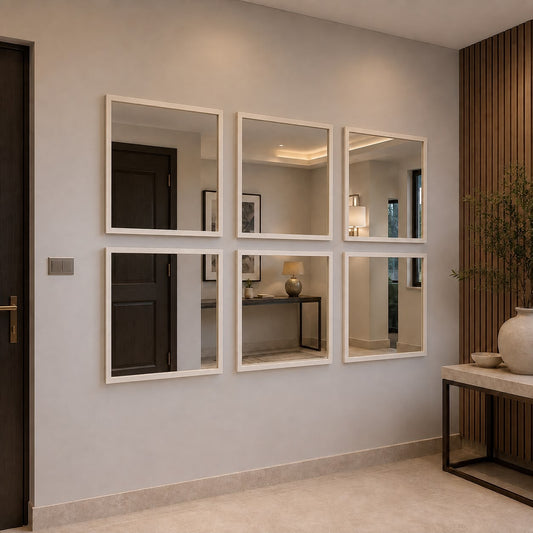 Marble Effect Framed 6 Panel Wall Mirror