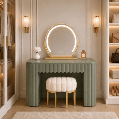 The Clara Dressing Table - Sage Green (Stool & Mirror Set)