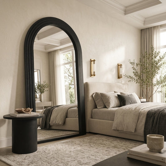 Black Stepped Arch Full Length Mirror