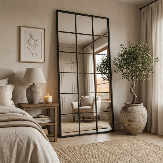 Clarence Large Black Trim Grid Mirror