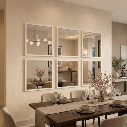 Marble Effect Framed 6 Panel Wall Mirror