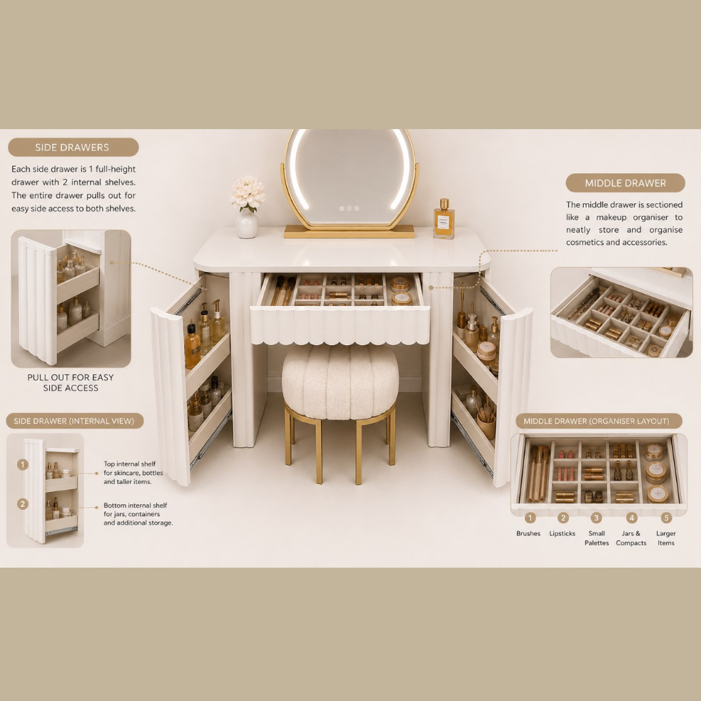 The Clara Dressing Table & Stool Set